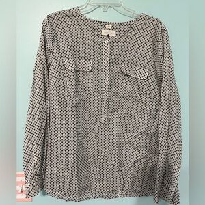 LOFT Blue Long Sleeve Buttoned Blouse